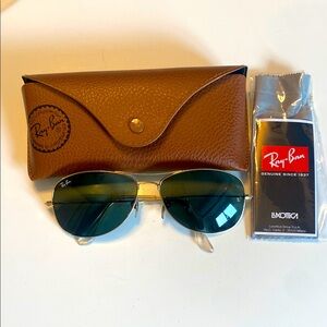 Ray-Ban Gold and Green Aviator Sunglasses